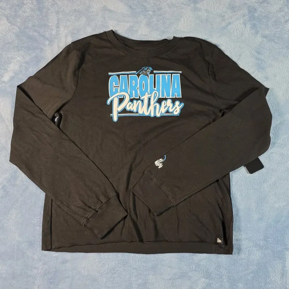 Carolina Panthers Girls 14/16 Long Sleeve Shirt NFL Team Apparel Black NWT
